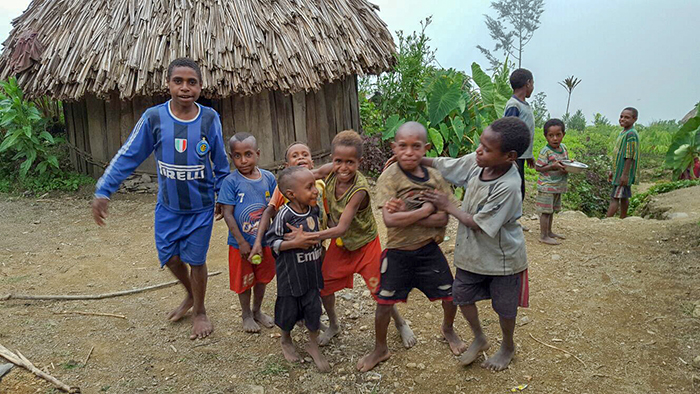 The happy children in Waniyok village